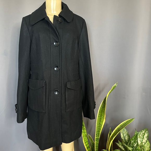 ANTHROPOLOGIE | TULLE Black Wool Coat - Picture 1 of 8